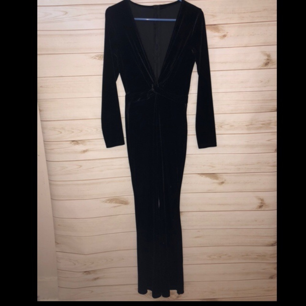Black velvet jumpsuit